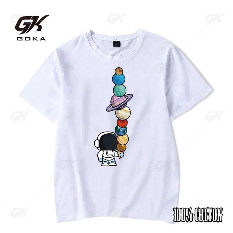 2024  Short Sleeve  Loose  Top New Brand Mens Space Astronaut Print TShirt 100 Cotton SpringSummer S