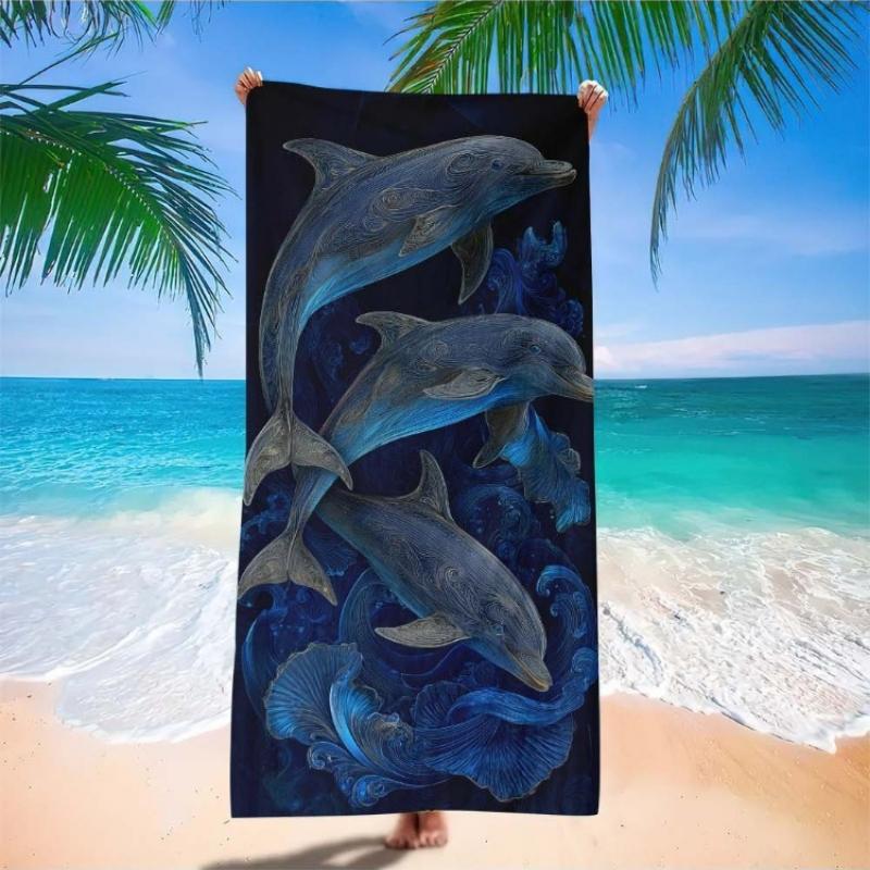 

One Piece of a Lightweight Microfiber Beach Towel Featuring a Dolphin Design, Perfect for Travel And Outdoor Activities. This W30*H60(CM)