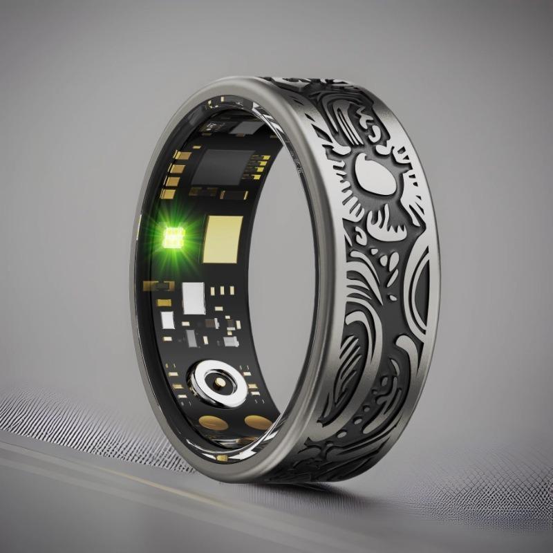 Bluetooth 5.0 Smart Ring: Titanium Steel, Non-fading, Monitors Heart Rate, Blood Pressure, Blood Oxygen, Sleep.