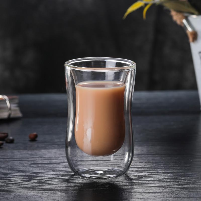 Insulated coffee cup high borosilicate double-layer glass water cup home creative teacup transparent cup small handle double-layer cup