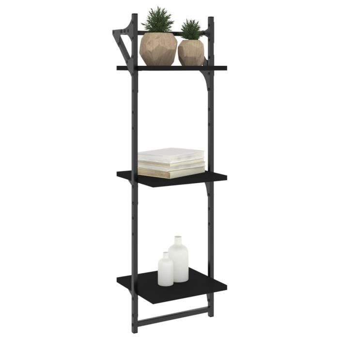 VidaXL Étagères murales à 3 niveaux avec barres 2 pcs noir 30x25x100cm 836258