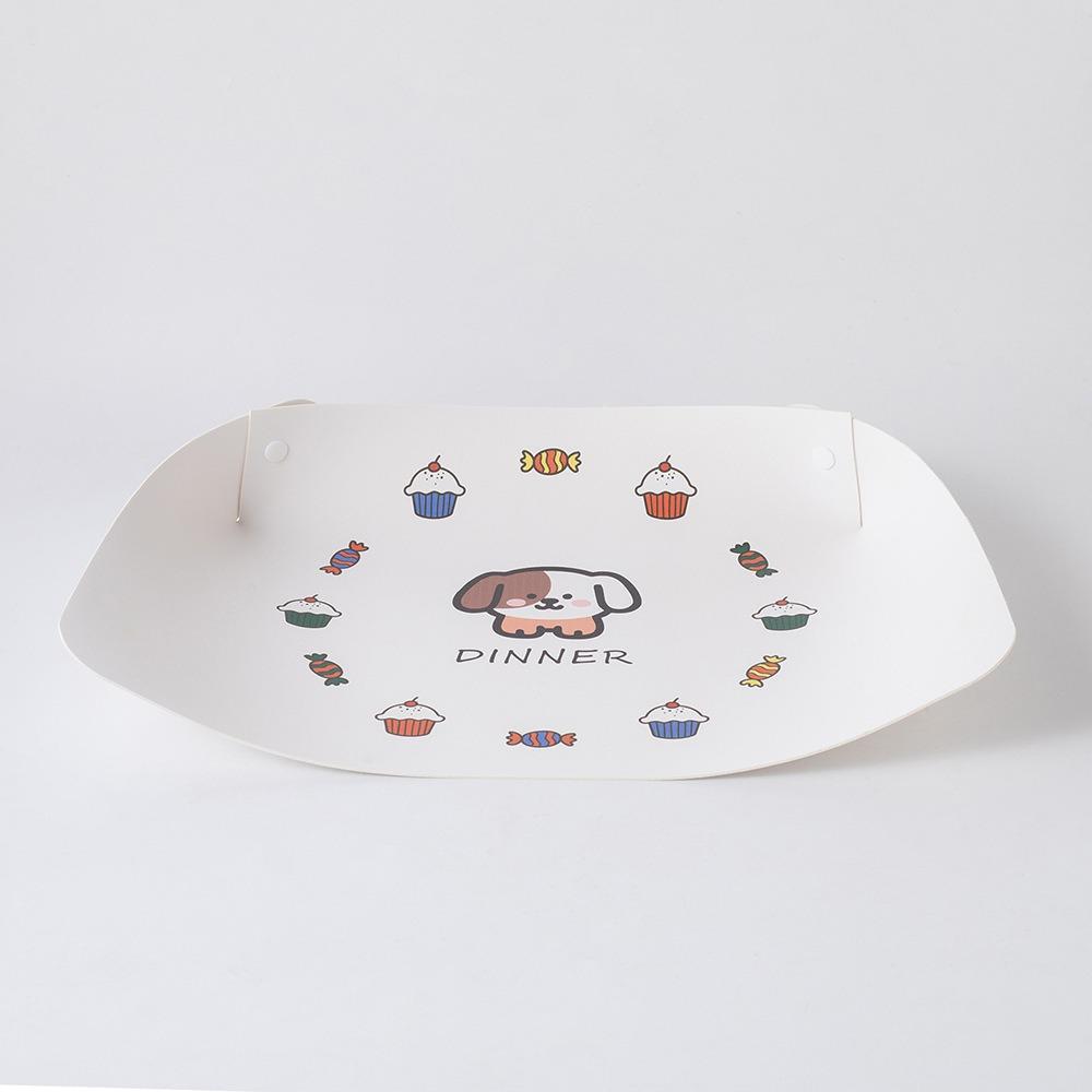 Anti Spill Pet Feeding Mat Waterproof Half Surround Design Pet Anti Spill Placemat Anti Slip Cartoon Cat Bowl Mat Pet Eating
