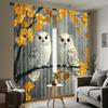 2pcs Boho Bird Print Curtains – Owl & Leaves Design for Festive Room Decor
