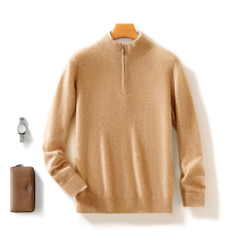 Men's Cashmere Half-Zip Thermal Sweater for Business Casual Wear