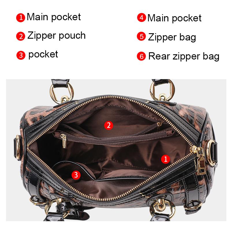 Dámská kabelka Aidrani Original design s velkou kapacitou a módní taškou s leopardím vzorem z vysoce kvalitní hovězí kůže