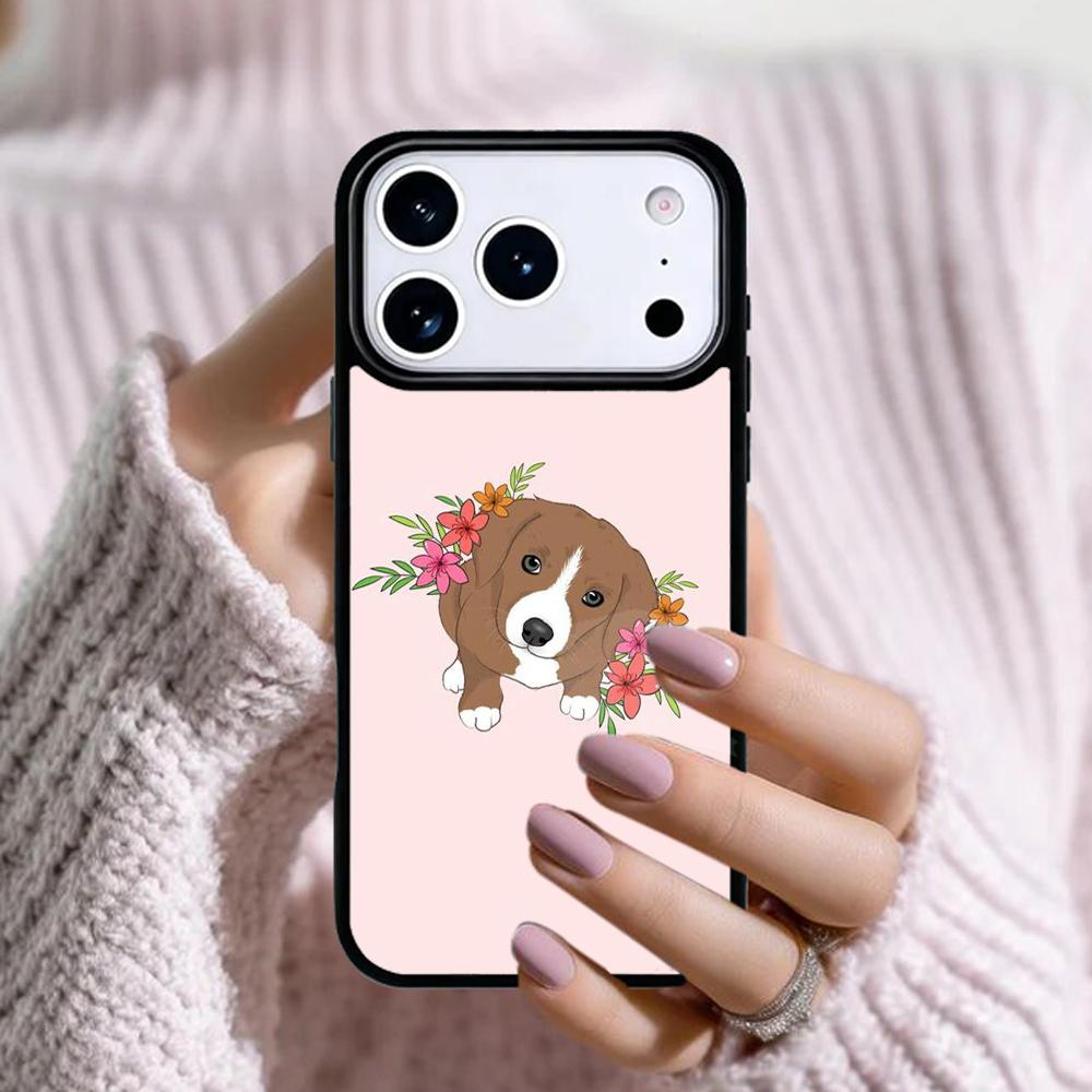 Beagle Floral Dog Phone Case For Apple iPhone 17 Air 16E 15 14 Plus 13 12 11 Pro Max Mini Funda Cover