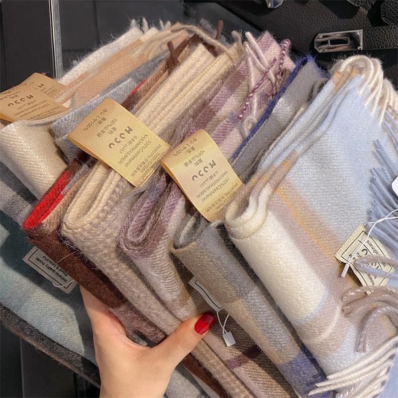 Cashmere Scarf Women's Long Autumn and Winter Plaid Scarf Birthday Gift for Men and Women