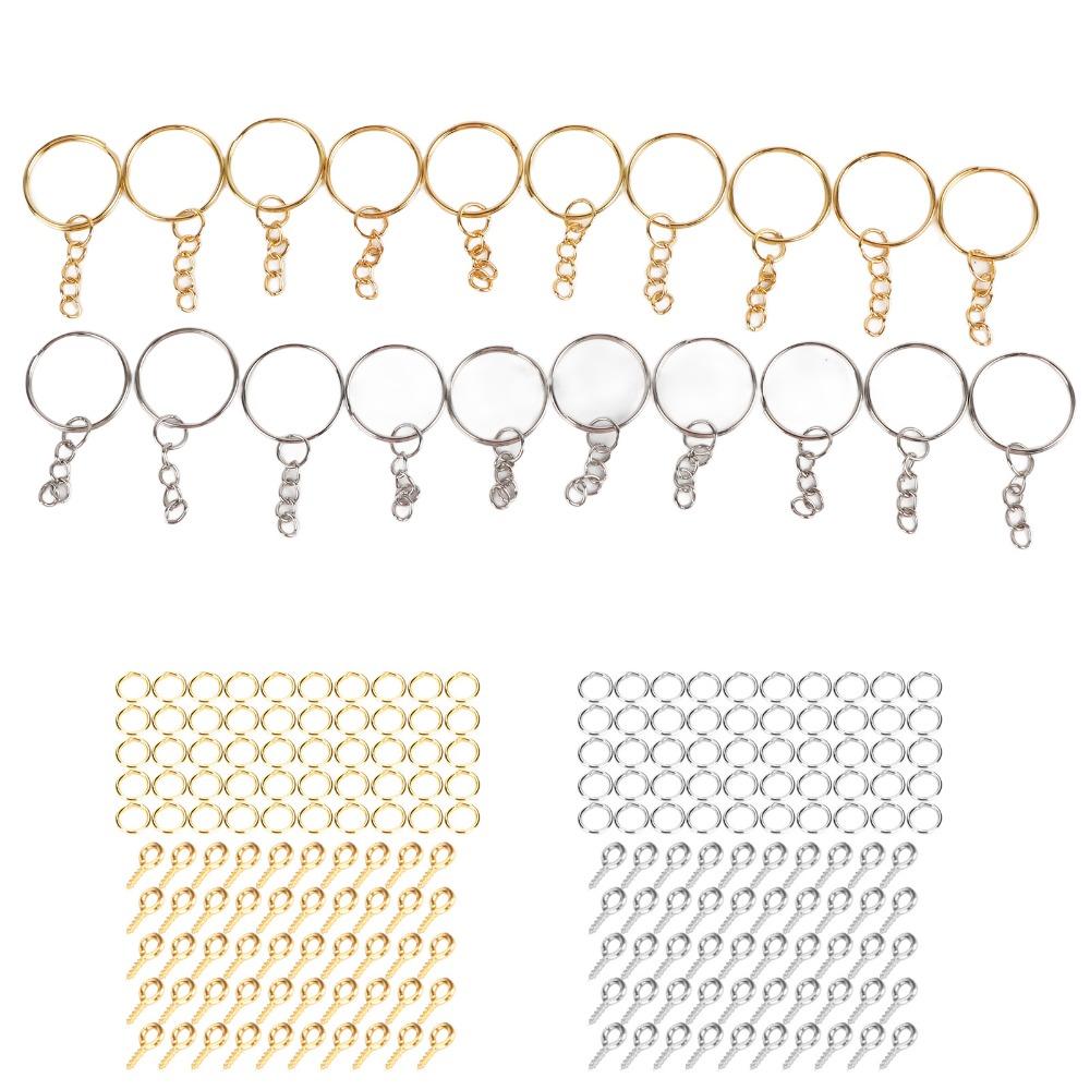 220pcs Silver DIY Keychain Rings Circle Keychain Findings Keychain Rings Kit  Keychain Making