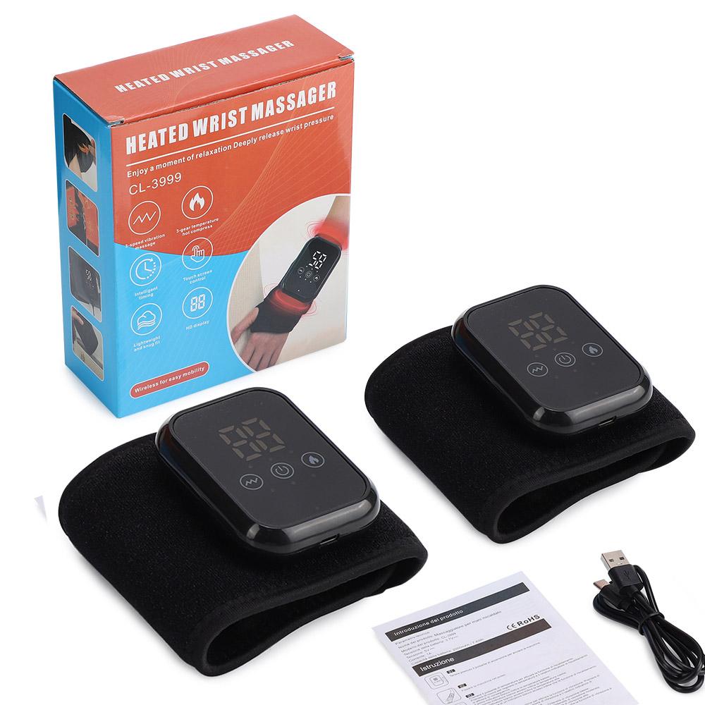 Electric Wrist Massage Heating Pad with 3 Heating Levels & 3 Vibrations Adjustable Wrist Brace Wrap Guard Hot Compress Wristband