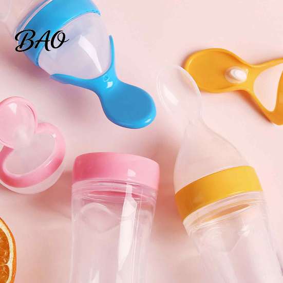Baby Shower Gift for Newborns Silicone Squeeze Spoon, Single-handed Rice Cereal Bottle with Portable Feeding Utensils Flow Control, Easy Clean