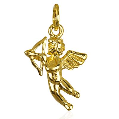 [R3928] - Gold Plated 'Cupid' Pendant - 17x14 Mm