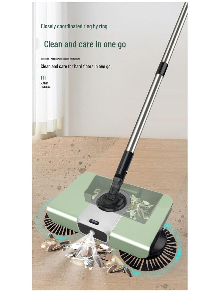 Tlačná zametací stroj: Sada smetáku, lopatky, mopu a stěrky s integrovaným robotem