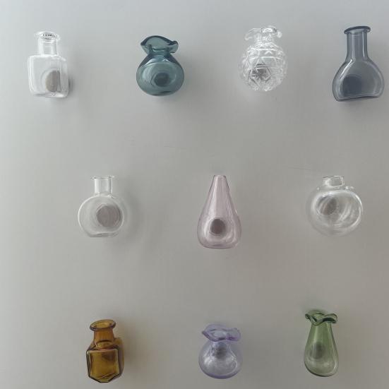 10 Pcs Mini Vase Magnets for Fridge Cute Tiny Magnetic Glass Vases Refrigerator Accessories Funny Plant Pot with Flowers for Locker Office Decoration