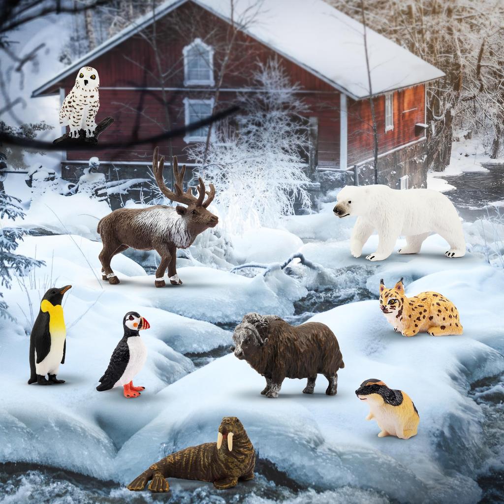 TOYMANY 14PCS Mini Animal Figures Arctic Animal Figure Set Arctic Realistic Animal Models Mini Models Popular Animals Toys Toys Birthday Present