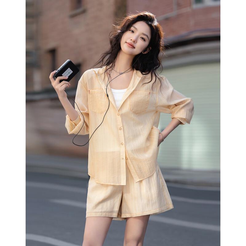 Demana Lightweight Lyocell Hooded Shirt & Shorts Set