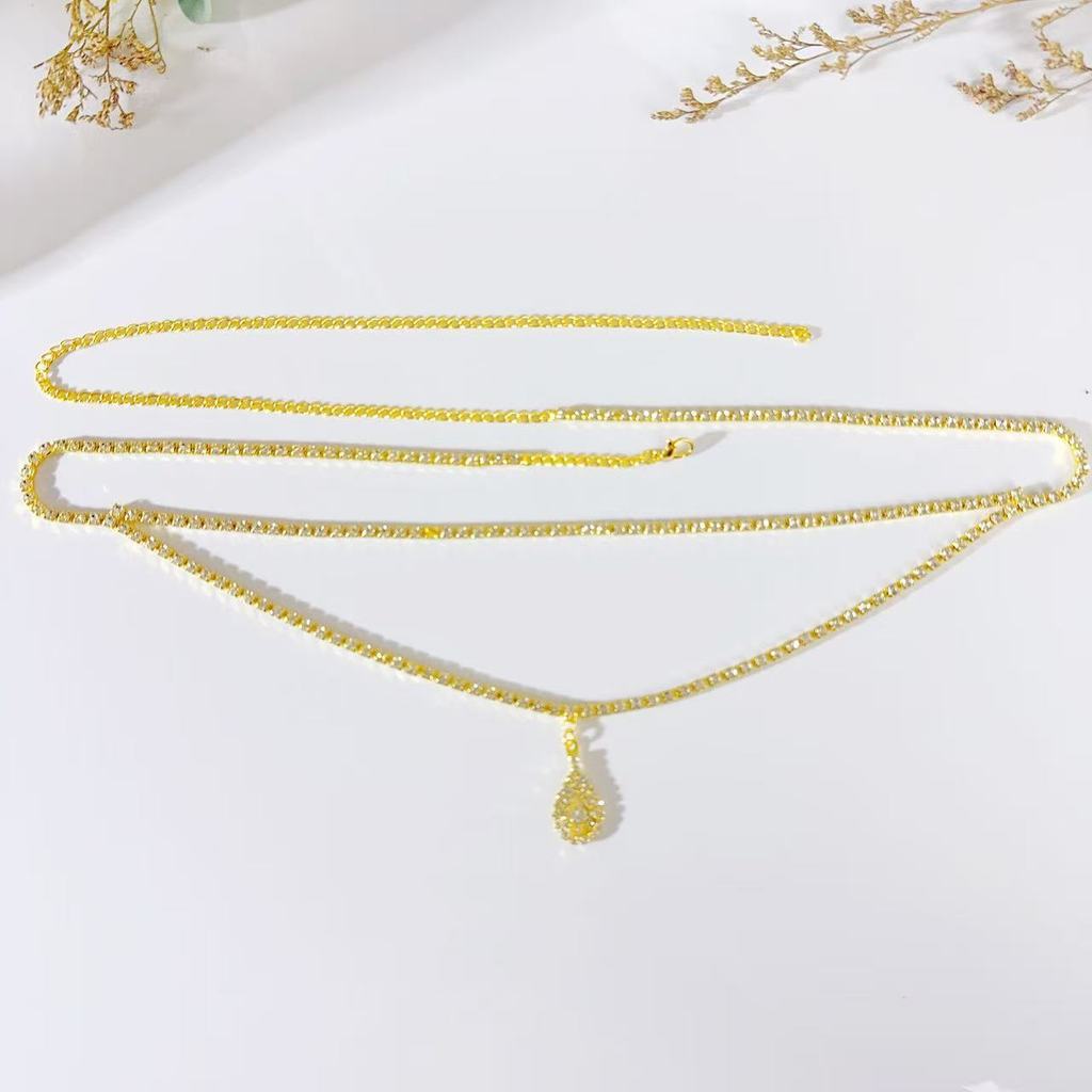 Water Dazzle Heart Waist Chain With Electroplated Finish For Nightclub And Beach Wear