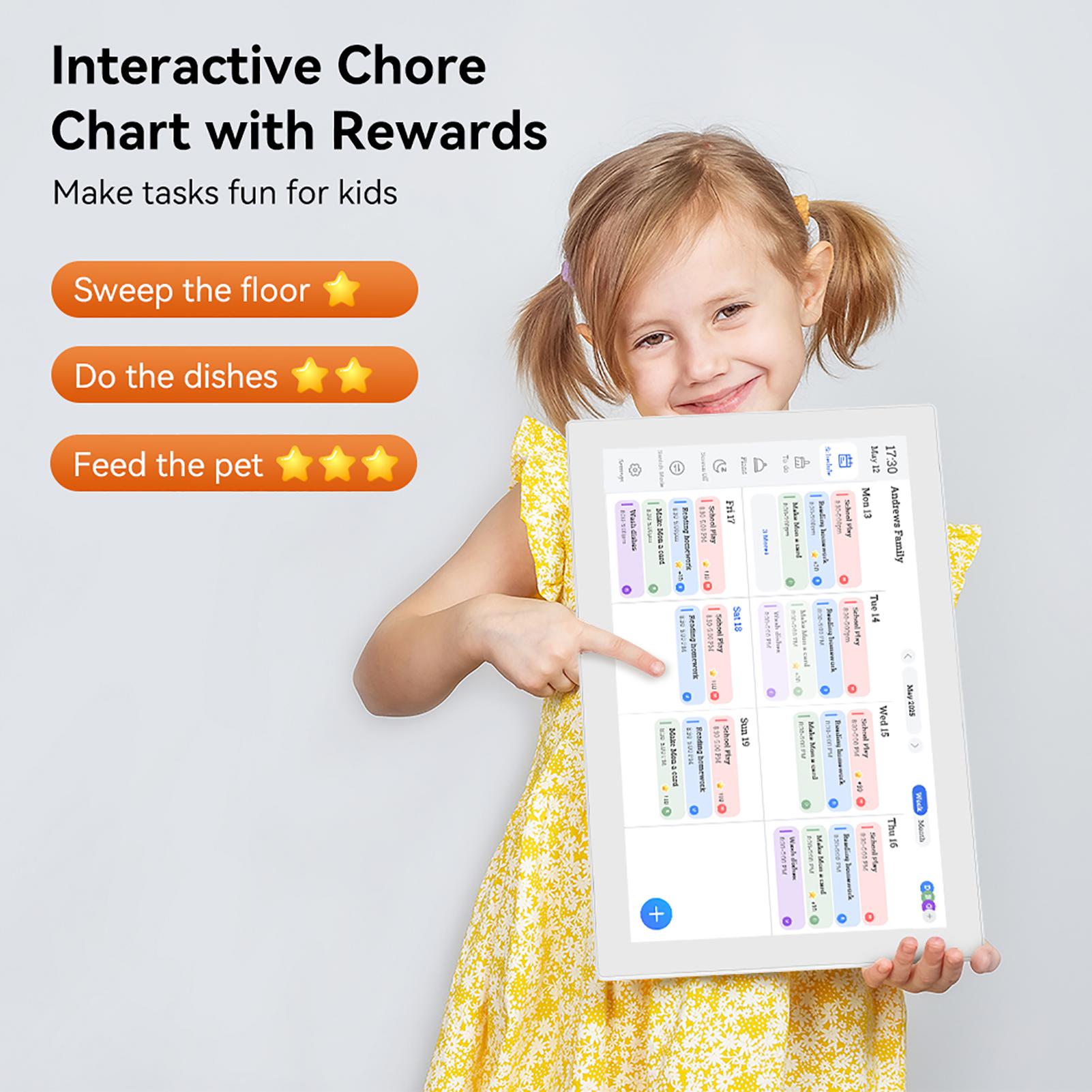 Calendario Digitale 15,6 pollici 1080P Full HD Touch Screen Interattivo Supporto da Parete/Scrivania per Pianificazione Senza Interruzioni Smart Famil