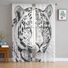 Wild Animal Tiger Walking In The Snow Sheer Curtains for Living Room Decoration Window Curtains Kitchen Tulle Voile Curtains