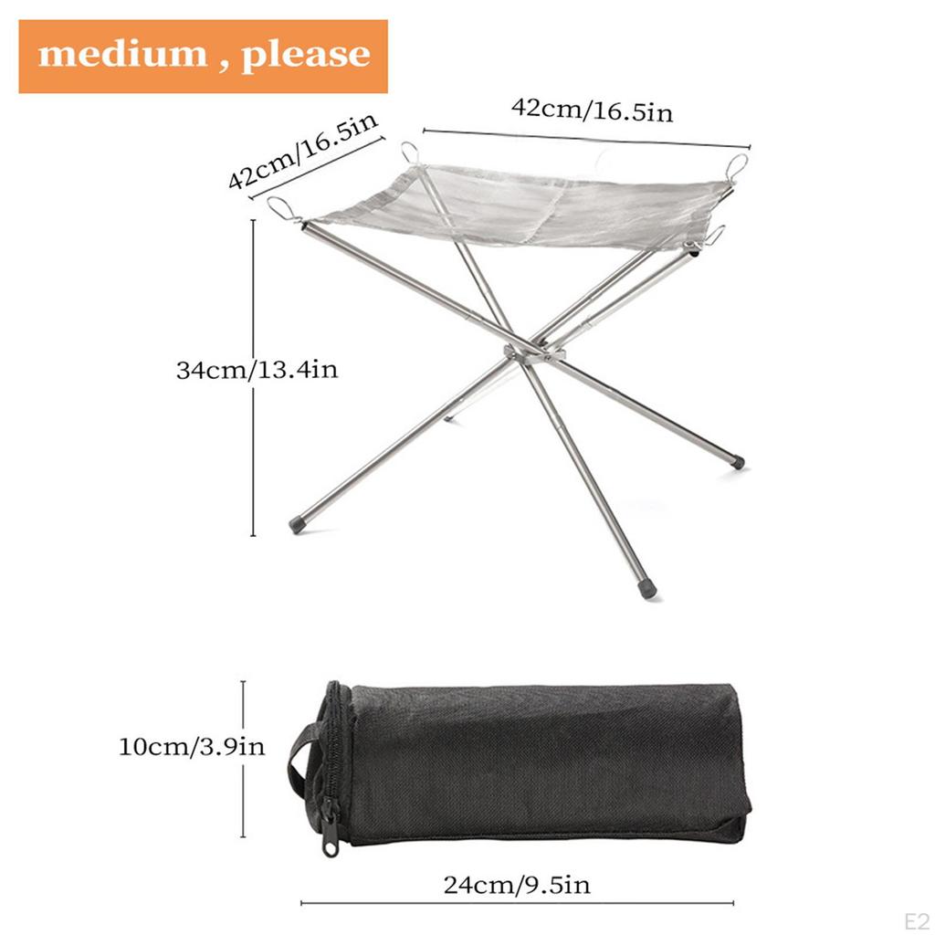 Camping Mesh Fire Firepit Campfire Rack Disassemble Stainless Steel Durable Camp Stand