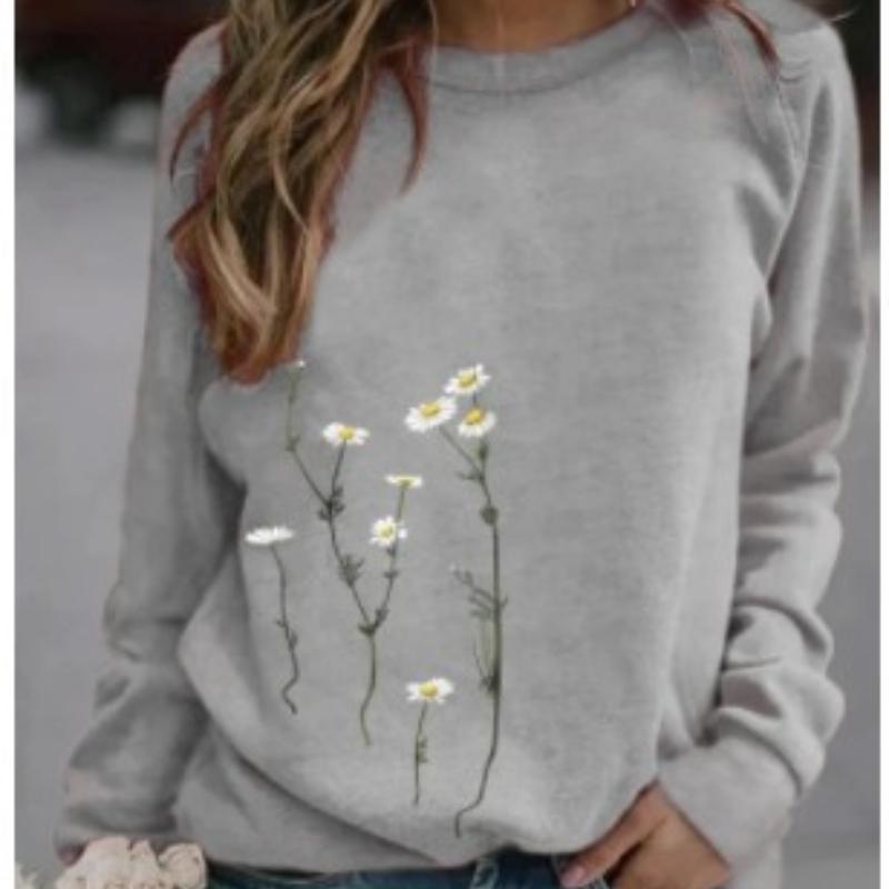 Women's Printed Long-sleeved Round Neck Sweater