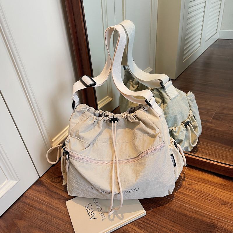 

Large Capacity Drawstring Tote Bag Multi-Pocket Women s Crossbody Bag Shoulder Bag бежевий