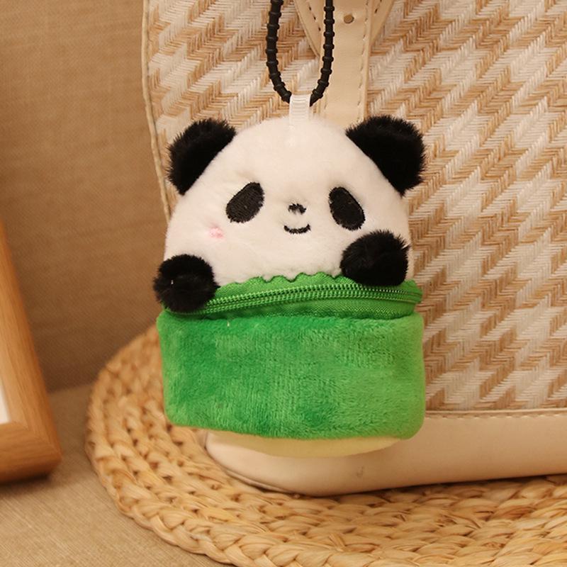 Sichuan Panda Plush Coin Purse: Black & White Bamboo Tube Rag Doll Toy
