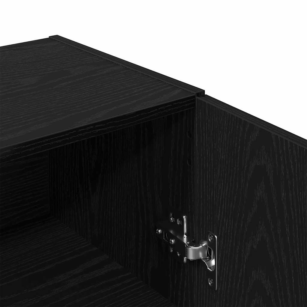 Sideboard in Black Oak Look 69.5 x 34 x 90 cm Engineered Wood