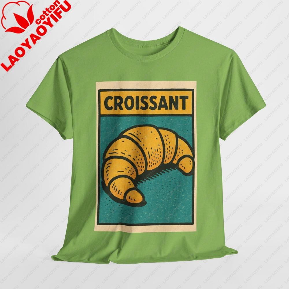 Croissant Retro Comic T Shirt Unisex Vintage French Pastry Graphic Tee Funny Breakfast Style Gift For Her Bold Brunch Lover