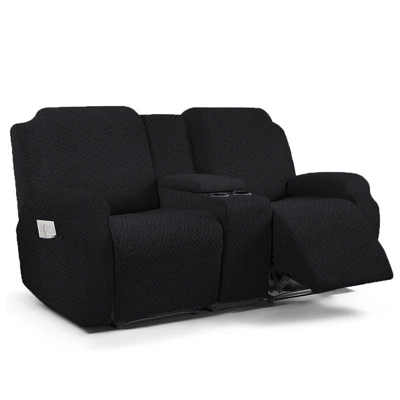 2Set Nordic Jacquard Split Recliner Armchair Cover With Cup Holder Anti-Slip Sofa Slipcover Relax Couch Covers For Living Room