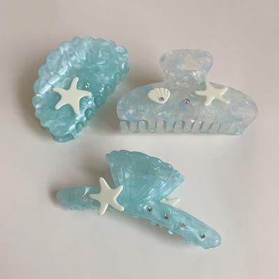 Neue Ocean Series Mädchen Muschel Haarklammer Neue Sommer Strand Krallenspange Trendiger Seestern Blau Haarschmuck für Frauen Geschenke