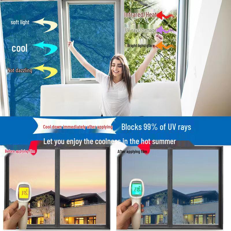 Sonnenfolie Sichtschutz Hitzeschutz Fensterglas Elektrostatischer Aufkleber