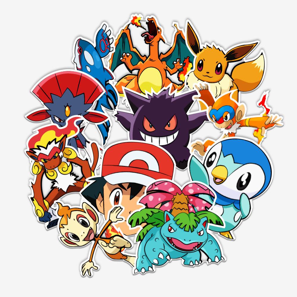 50Pcs Pokemon Anime Stickers Pikachu Sticker Pack Waterproof Phone Case Cute Laptop Skin Kawaii Stationery Art Supplies