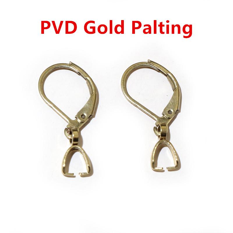 10pcs 316 Stainless Steel Black Gold Color Earring Hooks Wire DIY Earring Clips Hooks for Jewelry Making Accessories