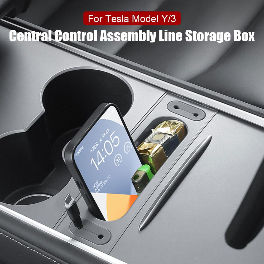 for Tesla Y Phone Charging Cable Clip Management Center Console Hub Organizer Interior Central Control Threading Box