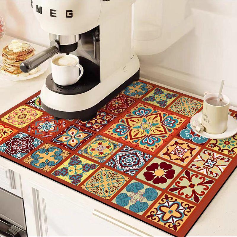 Супервпитывающий Быстросохнущий Нескользящий Кухонный Коврик - Коврик для Сушки Посуды на Столешницу Обеденный Стол - Легкоочищаемая Поверхность и Быстросохнущая Конструкция 3040cm красный 890₽