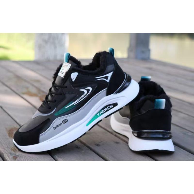 Cotton Shoes for Men, Fleece-lined Thickened Sports Shoes, Trendy Versatile Thick-sole Anti-slip Casual Shoes, Men's Running Shoes.