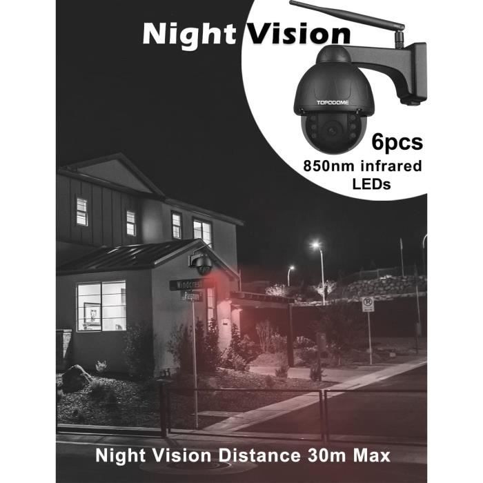 Caméra De Surveillance - Topodome - WiFi - 1080P - Vision Nocturne Starlight