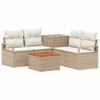 Sofa Set 6 Pcs Beige and Cream White Poly Rattan and Steel