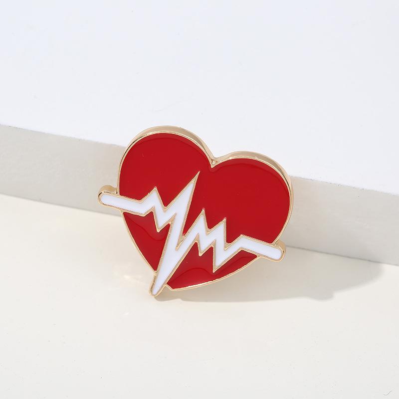 New Medical Medicine Brooch Pin Stethoscope Electrocardiogram Heart Shaped Enamel Metal Pin Nurse Doctor Backpack Lapel