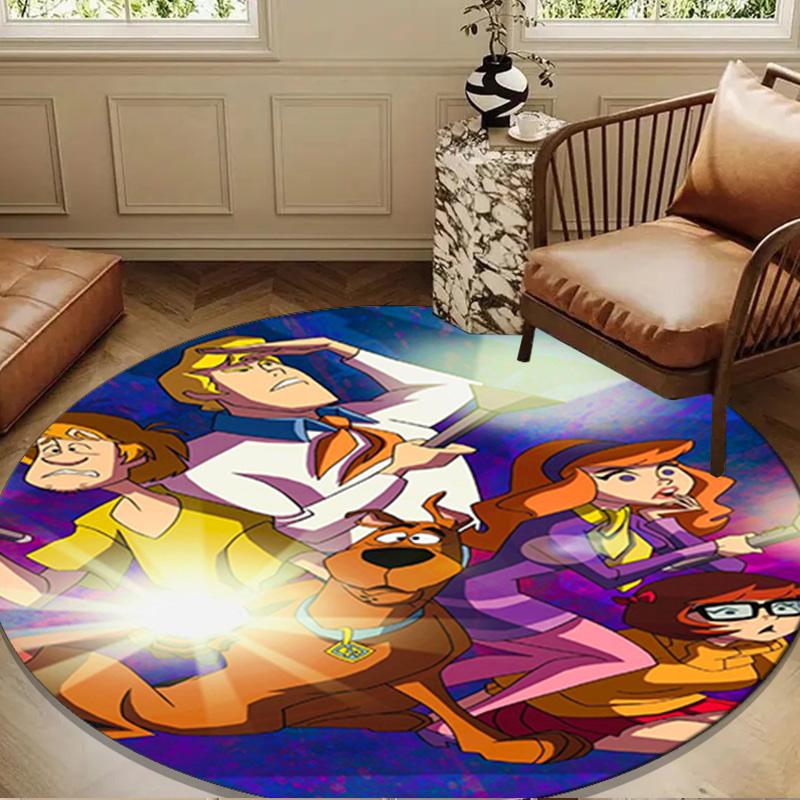 Scoo-dog Mystery Night Round Rug for Livingroom,Bedroom, Palyroom, Chair Rug, Area Rug, Circle Carpet, Large Size Fan Christmas Gift