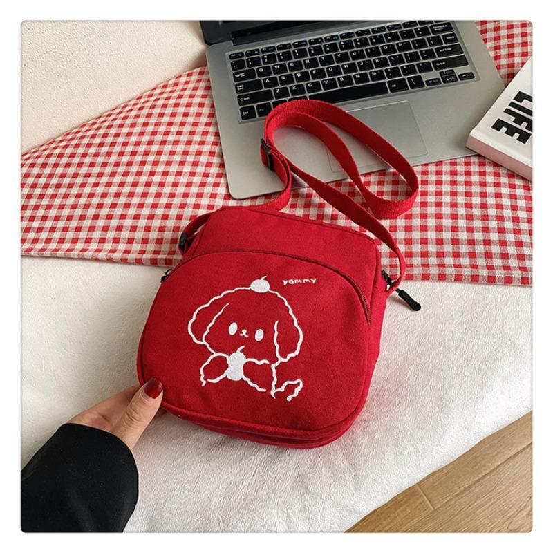 Japonský Harajuku styl kreslená plátěná taška korejská minimalistická crossbody peněženka pro studenty