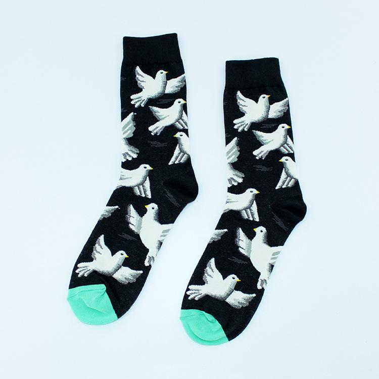 Chaussettes Femmes Drôles Mignonnes Dessin Animé Fruits Avocat Œuf Peinture à l'Huile Van Gogh Rayures Heureux Japonais Harajuku Chaussettes de Skateboard