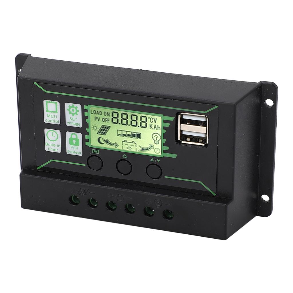 Solar Charge Controller 20A 2 USB Output PWM Control 3 Stage Charging Solar Panel Regulator 12V 24V