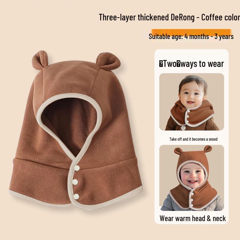 Thick Fleece-Lined Baby Hat with Ear and Neck Protection for Boys and Girls - Windproof for Autumn and Winter