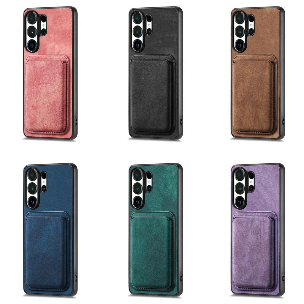 2 in 1 Magnetic Retro Cards Solt Leather Wallet Case For Samsung S25 Ultra S24 Plus S23 A16 A56 A36 A06 A17 A07 Skin Feel Cove