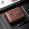 Brand 100% Cowhide RFID Anti-theft Brush Horizontal Wallet Retro Luxury Men's Short Wallets Multi-card Slot Coin Purse
