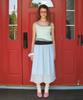 Ronron Sheer Pattern String Long Skirt Dot Blue