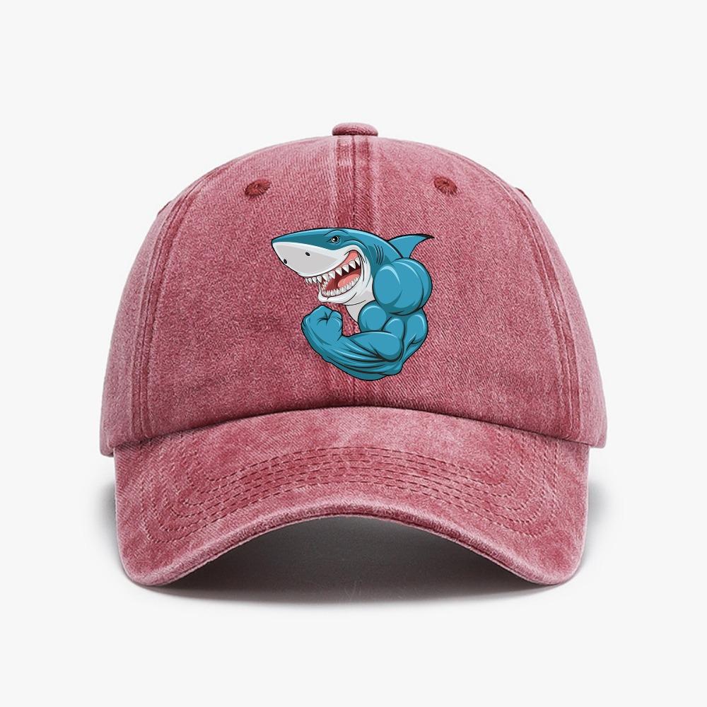 Muscle Sharks Retro Distressed Washed Baseball Cap Headwear Unisex Outdoor Activities Gift Hat