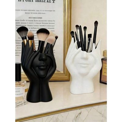 Handmade Creative Human-Shaped Makeup Brush Holder - Unique Decorative Human-Shaped Makeup Brush Stand