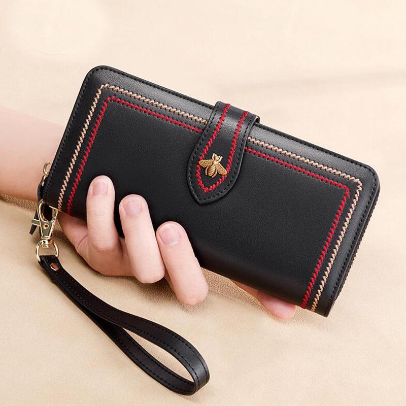 Multi Function Women Wallet Anti RFID Card Holder Large Capacity 6.7inch Phone Long Purse Genuine Leather Clutch Bag